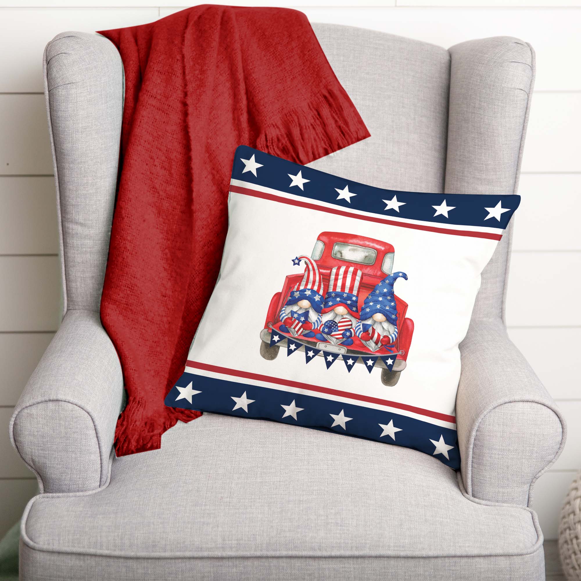 Patriotic Gnomes 18x18 Pillow Cover Lofty Living Shop