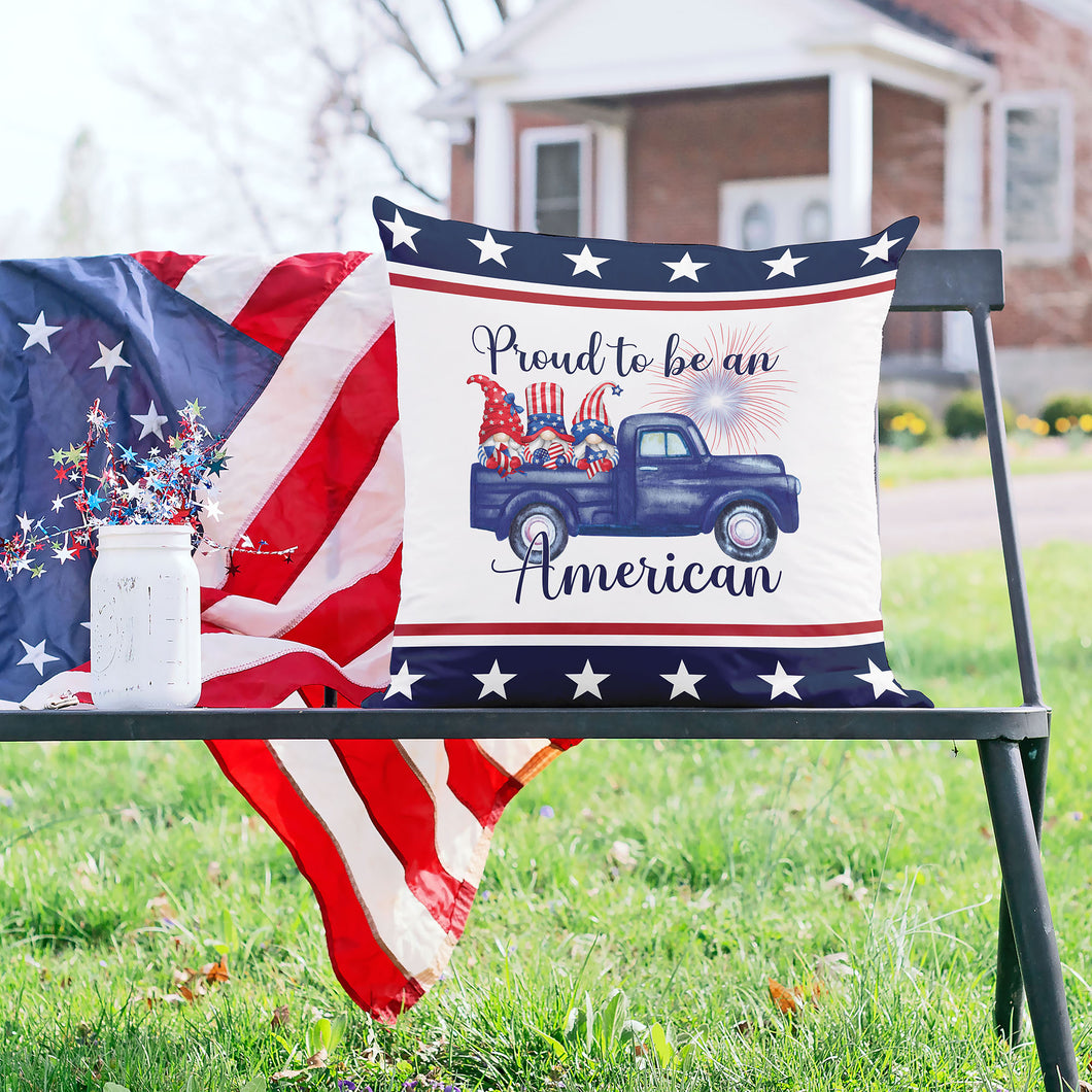 6 x 12 Patriotic Truck Hooked Americana Pillow by Valerie 