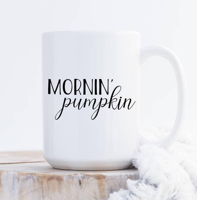 Mornin' Pumpkin Black and White <br> 15oz Ceramic Mug