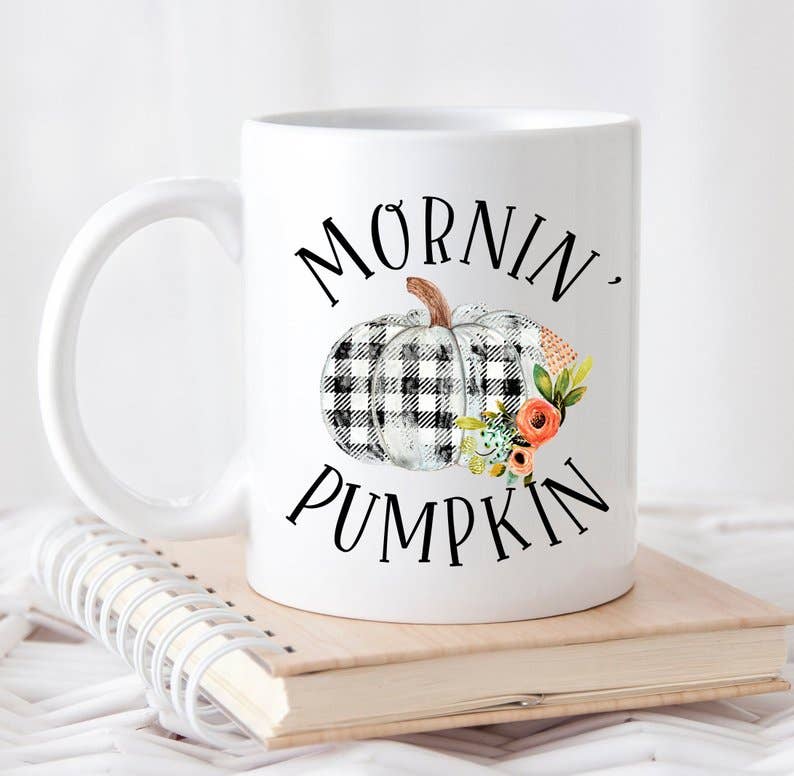 Mornin' Pumpkin Plaid <br> 15oz Ceramic Mug