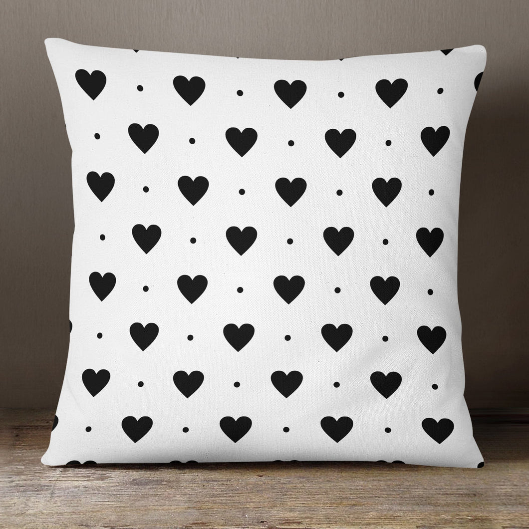 Black and White Heart | 18x18 Pillow Cover