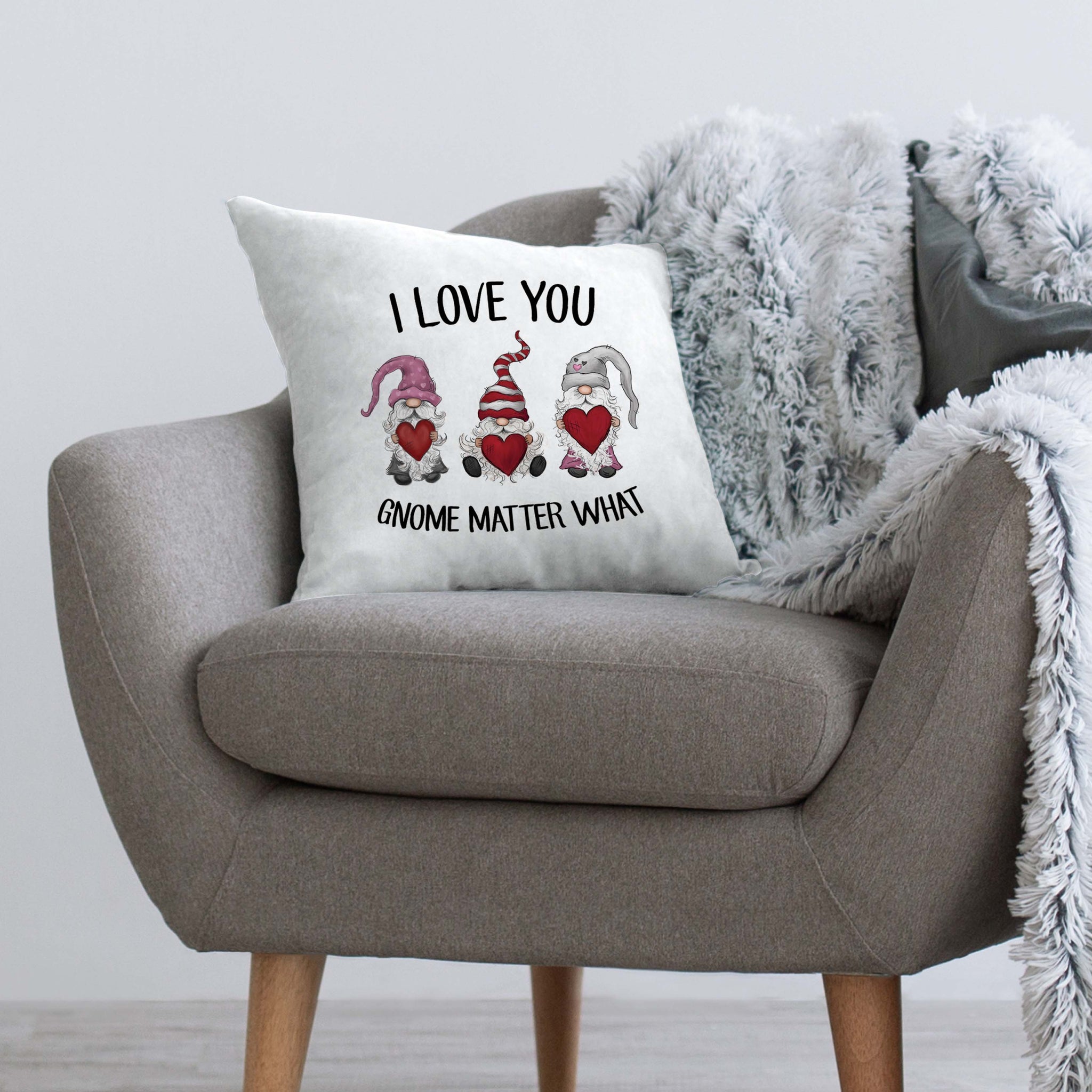 Gnome Family Personalized 18x18 Throw Pillow