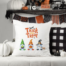 Load image into Gallery viewer, Trick or Treat Gnomes—18x18 Pillow Cover
