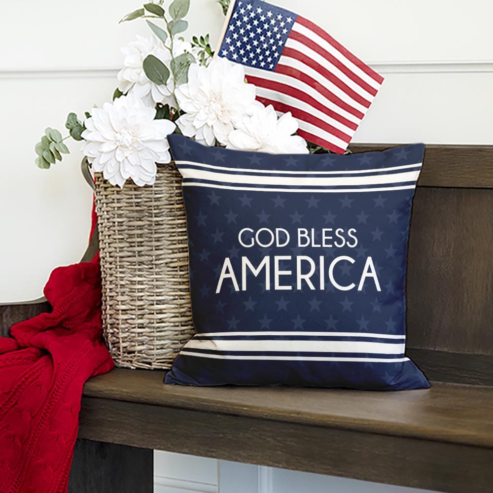 God Bless America (blue) | 18x18 Pillow Cover