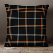 Load image into Gallery viewer, Orange and Black Plaid—18x18 Pillow Cover
