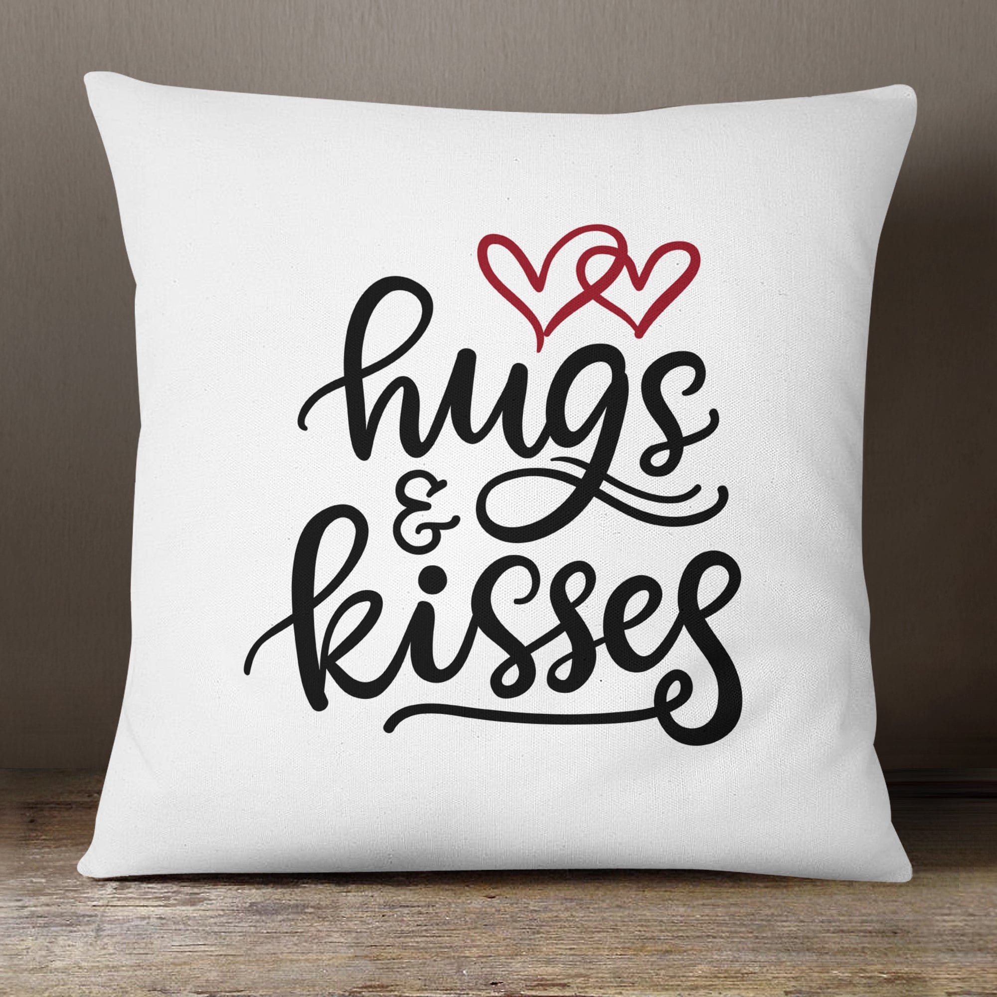 Red Throw Pillow Cases Festive Polylester Linen Kisses Hugs One